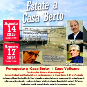 Incontri culturali. Ferragosto a “Casa Berto” con Abate e Gangemi