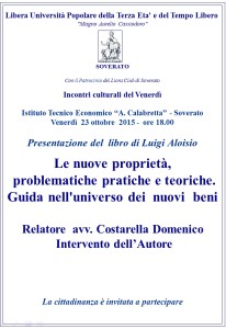 Soverato – Venerdì 23 Ottobre presentazione del libro dell’Avv. Luigi Aloisio