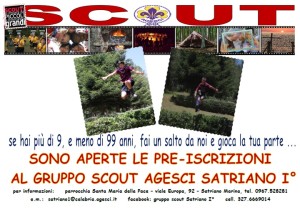 Avviso per le iscrizioni al gruppo Scout di Satriano