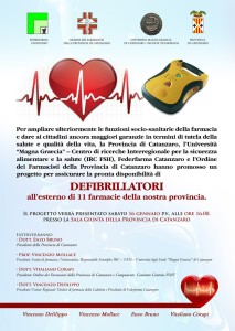 Catanzaro – Sabato 18 gennaio la presentazione del progetto defibrillatori