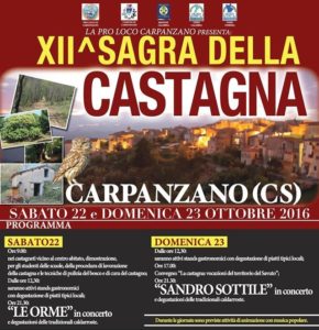 Carpanzano, al via la 12esima Sagra della castagna