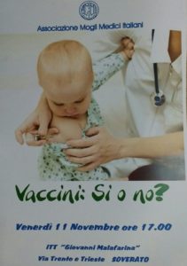 Soverato – Venerdì 11 novembre l’incontro “ Vaccini: si o no?”