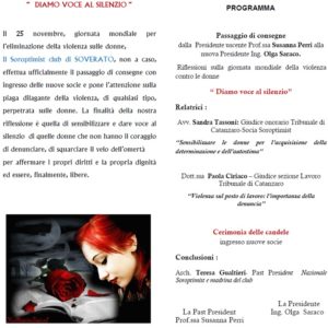 Soverato – Venerdì 25 novembre riflessioni sulla giornata internazionale contro la violenza alle donne