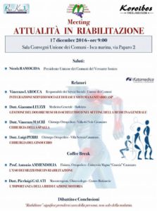 Isca – Sabato 17 dicembre il meeting “Attualità in riabilitazione”