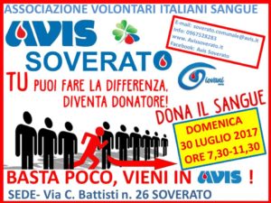 Domenica 30 Luglio raccolta sangue a Soverato