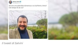 La gaffe di Salvini sui social: “Qui è bello, che tempo fa da voi?”