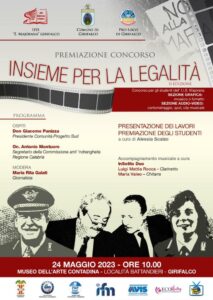 Girifalco, mercoledì 24 maggio la premiazione del concorso “Insieme per la Legalità”