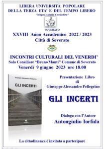 Soverato – Venerdì 9 giugno la presentazione del libro “Gli incerti”