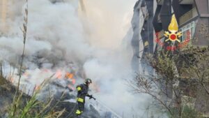 Incendio rifiuti abbandonati in prossimità delle palazzine ATERP di Catanzaro