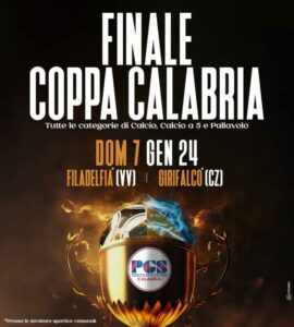 Domenica 7 gennaio 2024 le finali Coppa Calabria di calcio, calcio a 5 e pallavolo delle PGS calabresi