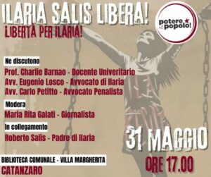 A Catanzaro  il pubblico dibattito sul tema: “Ilaria Salis libera – Libertà per Ilaria”