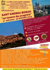 Domenica 30 giugno la seconda edizione della manifestazione “Sant’Andrea Borgo… un Tesoro da scoprire”