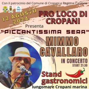 Lunedì 12 agosto a Cropani la XVI°edizione della “Piccantissima Sera”