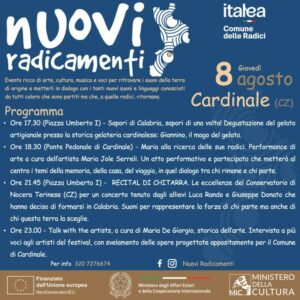 Giovedì 8 agosto Nuovi Radicamenti a Cardinale