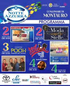 “NOTTE AZZURRA” A MONTAURO: MODA, CONCERTI E CONCORSI CANORI DAL 2 AL 4 AGOSTO