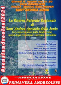 Giovedì 8 Agosto un Convegno sull’“Istituzione della Riserva Naturale Regionale di Sant’Andrea Apostolo dello Jonio”