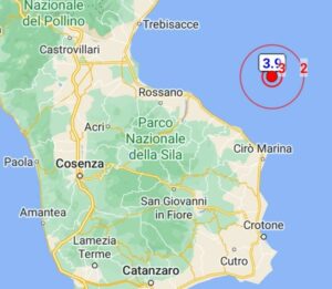 Forte scossa di terremoto sulla costa jonica calabrese