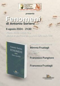 Sant’Andrea, presentazione del romanzo “Fenomeni” di Antonio Soriero