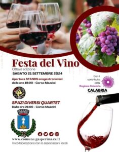 Sabato 21 settembre a Gasperina l’ottava edizione della “Festa del Vino”