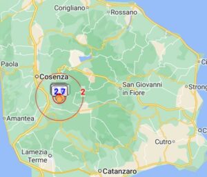 Scosse di terremoto in Calabria, epicentri nel cosentino