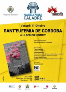 Venerdì 11 Ottobre a Taurianova la presentazione del libro “Sant’Eufemia de Cordoba” di Ulderico Nisticò