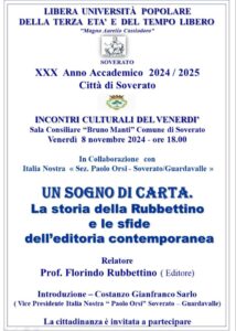 Soverato – Venerdì 08 Novembre l’incontro “Un sogno di carta”